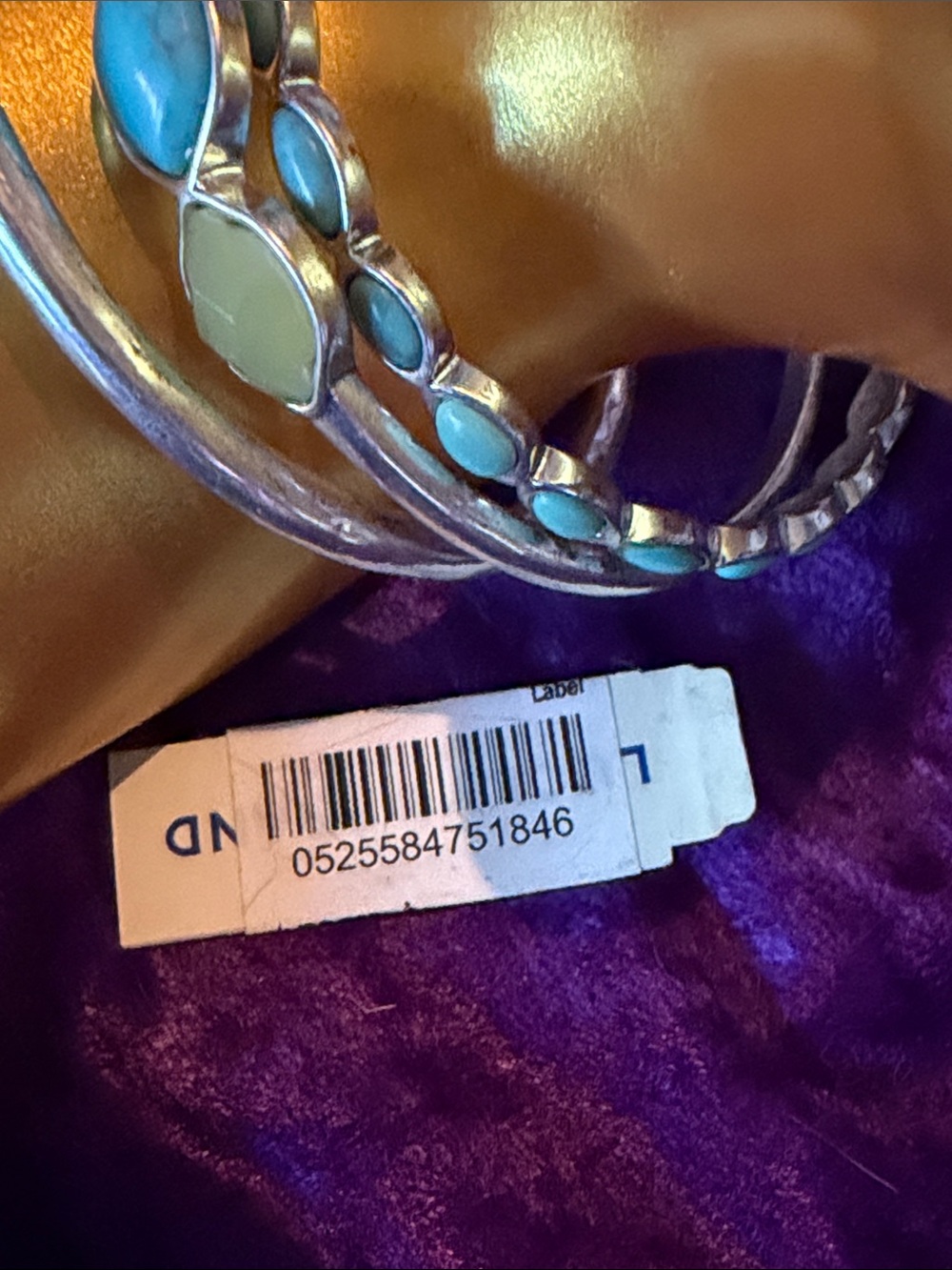 Lucky Brand Silver Tone Turquoise Accent Bangle Set - Picture 6 of 6